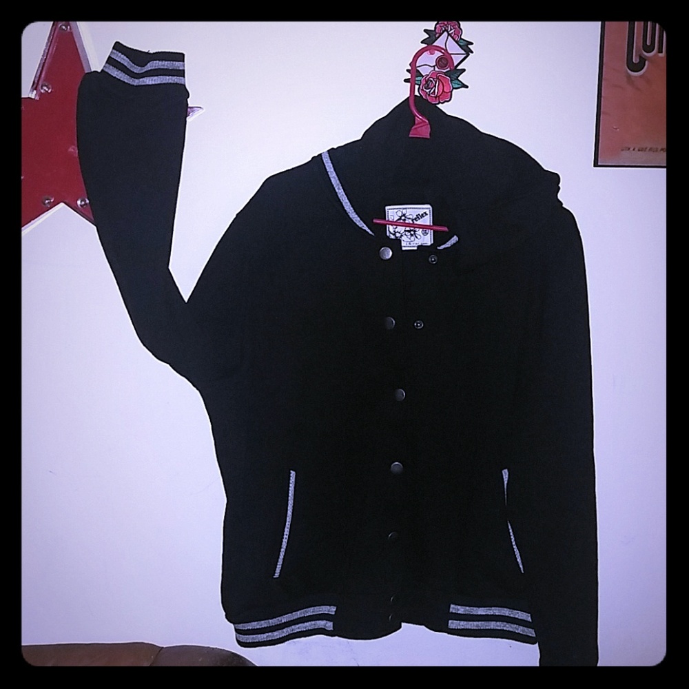 Varsity style button up hoodie